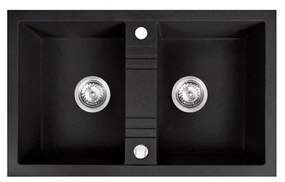 FERRO DRGM2/48/78BA Νεροχύτης Κουζίνας Μαύρο Γραφίτη 78x48cm