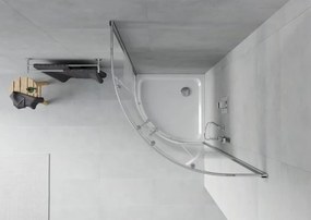 Mexen Rio ημικυκλική καμπίνα ντους 90 x 90 cm, λευκές λωρίδες, χρώμιο +