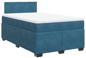 vidaXL Κρεβάτι Boxspring με Στρώμα Σκούρο Μπλε 120x190 εκ. Βελούδινο