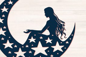 Σετ των 2 Intra απο ξύλο plywood 3mm-4mm πάχος - Cricut Mystical Moon Girl  Cut  Δίασταση 20x20 cm INTRAFABR-116575244