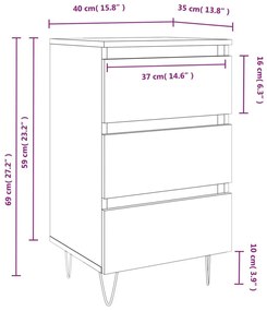 Κομοδίνα 2 τεμ. Καφέ Δρυς 40 x 35 x 69 εκ. Επεξεργ. Ξύλο - Καφέ