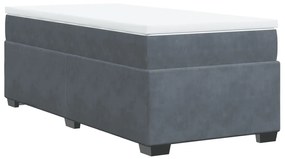 vidaXL Κρεβάτι Boxspring με Στρώμα Σκούρο Γκρι 90x200 εκ. Βελούδινο