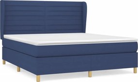 vidaXL Κρεβάτι Boxspring με Στρώμα Μπλε 180x200 εκ. Υφασμάτινο