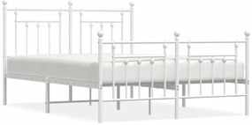 vidaXL Πλαίσιο Κρεβατιού με Κεφαλάρι&amp;Ποδαρικό Λευκό 140x190εκ. Μέταλλο