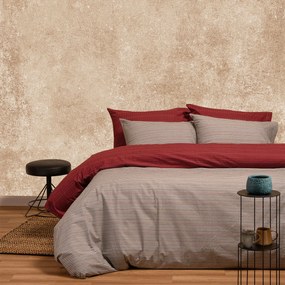 Σεντόνια King Size (Σετ) Melinen Fakir Grey Μπορντώ Χωρίς Λάστιχο 260x270