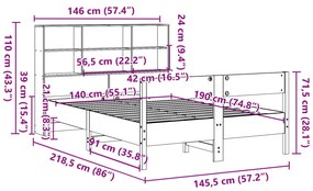 ΚΡΕΒΑΤΙ ΒΙΒΛΙΟΘΗΚΗ ΧΩΡΙΣ ΣΤΡΩΜΑ 140X190 ΕΚ ΜΑΣΙΦ ΞΥΛΟ ΠΕΥΚΟΥ 3323000