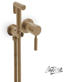 La Torre Flush mix / Tech Inox Antique Brass Μίκτης Εντοιχισμού 2 Οπών με Ντουζάκι Shut-off