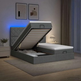 vidaXL Κρεβάτι Ottoman με Στρώμα και LED Σκούρο Γκρι 180 x 200 cm