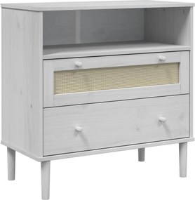 vidaXL Ντουλάπι SENJA Λευκό / Όψη Ρατάν 80x40x80 εκ. Μασίφ Ξύλο Πεύκου