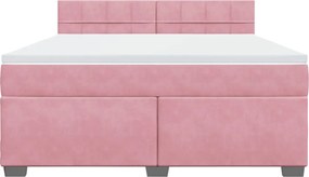 vidaXL Κρεβάτι Boxspring με Στρώμα Ροζ 180x200 εκ. Βελούδινο
