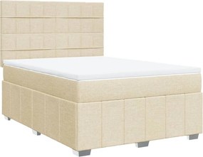 vidaXL Κρεβάτι Boxspring με Στρώμα Κρεμ 140x200 εκ. Υφασμάτινο