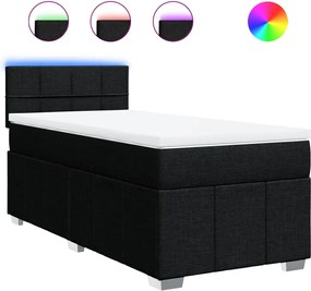 vidaXL Κρεβάτι Boxspring με Στρώμα Μαύρο 90x190 εκ.Υφασμάτινο