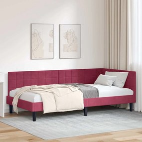 vidaXL Κρεβάτι Γωνίας με κεφαλάρι Μπορντό 90 x 200 cm Βελούδο