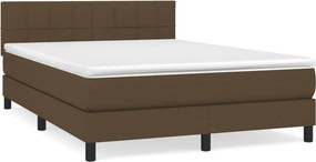 vidaXL Κρεβάτι Boxspring με Στρώμα Σκούρο Καφέ 140x190 εκ. Υφασμάτινο