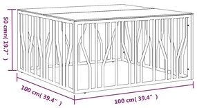 vidaXL Τραπέζι Σαλονιού Ασημί 100x100x50 εκ. Ανοξείδωτο Ατσάλι & Γυαλί