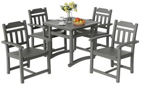 VEVOR 5 Pieces Patio Dining Set, Outdoor Square Furniture Table and Chairs, All Weather Garden Furniture Table Sets, HIPS Small Patio Conversation Set, For Lawn, Deck, Backyard, Poolside, Light Gray