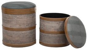 Σκαμπό Σαλονιού Ξύλινο Σετ Καφέ 2τμχ 39x39x45εκ