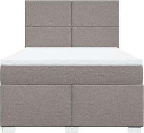 vidaXL Κρεβάτι Boxspring με Στρώμα Taupe 140x200 εκ. Υφασμάτινο