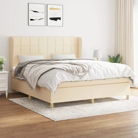 vidaXL Κρεβάτι Boxspring με Στρώμα Κρεμ 180x200 εκ. Υφασμάτινο