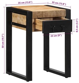 Side Table 35x35x50 cm Στερεό ακατέργαστο ξύλο Mango - Καφέ