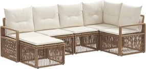 vidaXL Σετ Καναπέ Κήπου 6 pcs Μπεζ συνθετικό ρατάν