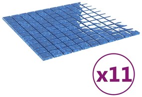 vidaXL Μωσαϊκά Πλακάκια 11 τεμ. Μπλε 30 x 30 εκ. Γυάλινα