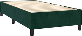 vidaXL Κρεβάτι Boxspring με Στρώμα &amp; LED Σκ. Πράσινο 80x200 εκ Βελούδο