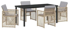 vidaXL Σέτ φαγητού για κήπο 5 pcs Μπεζ συνθετικό ρατάν
