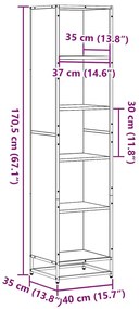 Βιβλιοθήκη Γκρι Sonoma 40x35x170,5 εκ. από Επεξεργασμένο Ξύλο - Γκρι