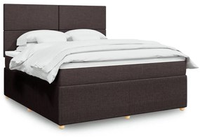 vidaXL Κρεβάτι Boxspring με Στρώμα Σκούρο Καφέ 180x200 εκ Υφασμάτινο