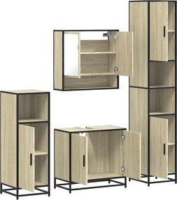 vidaXL Σετ Επίπλων Μπάνιου 4 Τεμαχίων Sonoma Δρυς Επεξεργασμένο Ξύλο