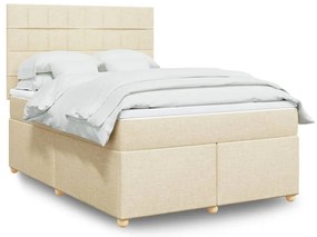vidaXL Κρεβάτι Boxspring με Στρώμα Κρεμ 140x200 εκ. Υφασμάτινο