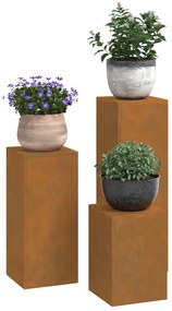 vidaXL Βάση φυτών 3 pcs Σκ rusty Ατσάλι καιρό