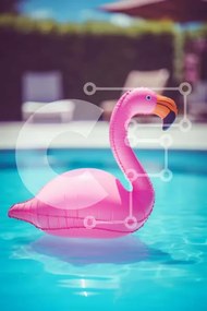 Intra Συλλεκτικό Ξύλινο Παζλ Plywood  4mm - Ροζ Flamingo Float στην πισίνα Σε Ξύλινο Κουτί - Διαστάσεις: 10x10 cm – 25 κομμάτια