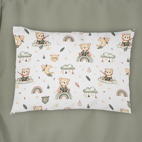 Μαξιλαροθήκη Παιδική Cloudy Bear 581 White-Olive DimCol 35X45 35x45cm 100% Βαμβάκι