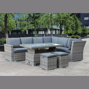 Set BOOZER Αλουμίνιο/Wicker Γκρι Τραπ:140x80x46/69cm &amp; 8 Θέσει