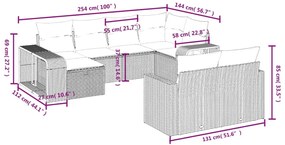 vidaXL Σαλόνι Κήπου 10 Τεμαχίων Αν. Γκρι Συνθετικό Ρατάν με Μαξιλάρια