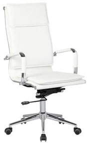 WOODWELL BF3600 Πολυθρόνα Διευθυντή Μέταλλο Βάση Χρώμιο, PU Άσπρο 55x67x112/120cm ΕΟ242,1