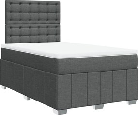 vidaXL Κρεβάτι Boxspring με Στρώμα Σκούρο Γκρι 120x200 εκ. Υφασμάτινο