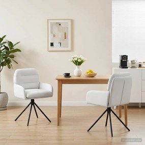 vidaXL Γυριστές καρέκλες φαγητού 2 pcs Τεχνητό Δέρμα Λευκό