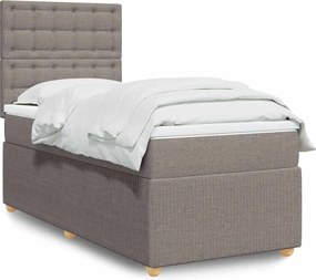 vidaXL Κρεβάτι Boxspring με Στρώμα Taupe 100 x 200 εκ. Υφασμάτινο
