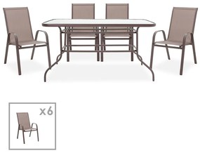 Τραπεζαρία Ensure-Calan σετ 7τεμ pakoworld μέταλλο-textilene καφέ