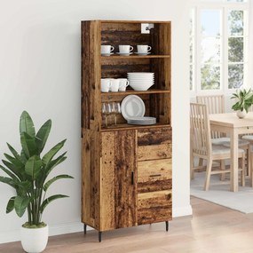 vidaXL Highboard με συρτάρι 2 pcs Παλιό Ξύλο Επεξεργασμένο ξύλο