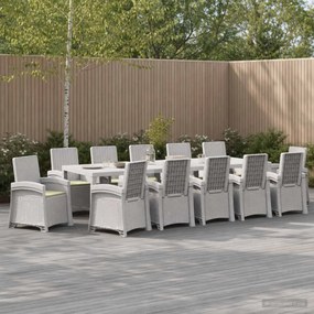 vidaXL Σέτ φαγητού για κήπο 14 τμχ. Λευκό και Κρεμ 150 cm PP