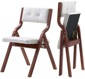 VEVOR Wooden Folding Chairs with Padded Cushion and Wooden Frame White Set of 2