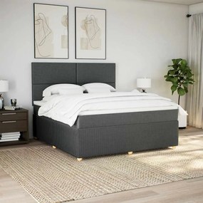 vidaXL Κρεβάτι Boxspring με Στρώμα Σκούρο Γκρι 180x200 εκ Υφασμάτιν