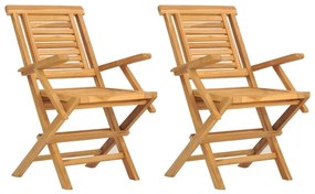 Καρέκλες Κήπου Πτυσσόμενες 2 τεμ. 56x63x90 εκ. Μασίφ Ξύλο Teak - Καφέ