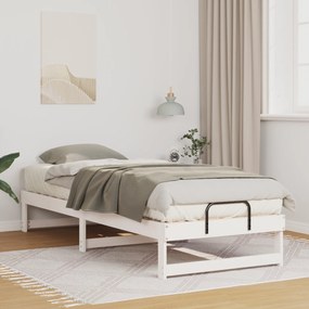 vidaXL Κρεβάτι με λαβές μεταφοράς Λευκό 80 x 200 cm Μασίφ ξύλο πεύκου