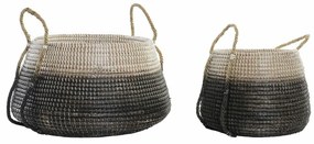 Σετ Καλαθιών DKD Home Decor Φυσικό Γκρι Θαλασσινό γρασίδι (52 x 52 x 44 cm) (2 pcs)