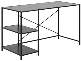 Τραπέζι γραφείου Oakland H154, 75x130x60cm, Γκρι δρυς, Μαύρο